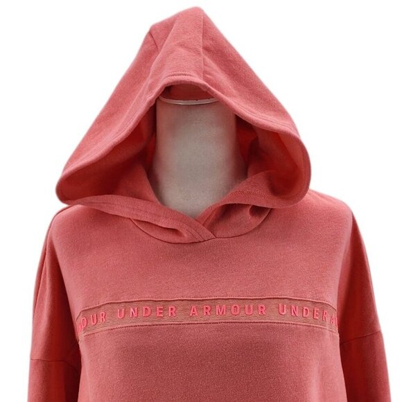 NWT Under Armour Loose Semi-Crop Pink Hoodie Sweatshirt Womens Small - Picture 2 of 10
